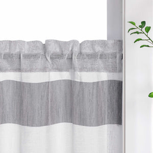 Delien Cafe Curtain in Country Style with Stripes - W x H 120 x 45cm, Gray