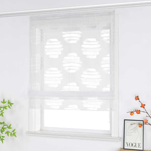 Roman Shade with Wavy Circle Pattern - Track Hanging