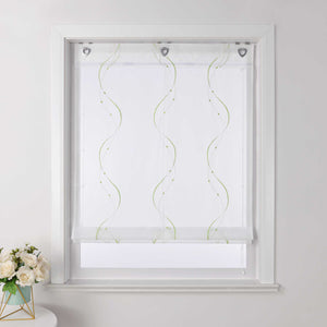 Roman Shade No-Drill with U-Hooks and Embroidery 1 Piece - Sand, W x H 80 x 140cm