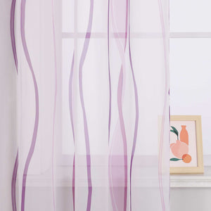 Curtain with Colorful Wave Patterns Sheer 1 Piece