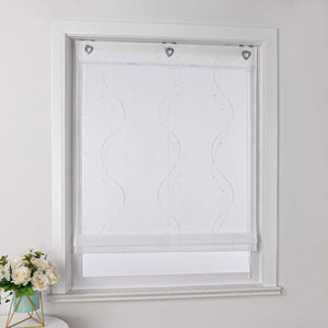 Roman Shade No-Drill with U-Hooks and Embroidery 1 Piece - Gray, W x H 120 x 140cm