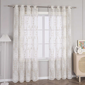 Curtain with Vine Pattern Grommet Curtain Panel 1 Piece