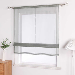 Roman Shade with Rod Pocket Sheer Airy Solid Color 1 Piece