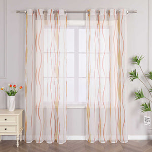 Grommet Curtain with Colorful Wave Patterns 1 Piece - Gray, W x H 140 x 225cm