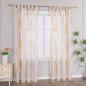 Curtain with Colorful Wave Patterns Sheer 1 Piece - Orange, W x H 140 x 225cm