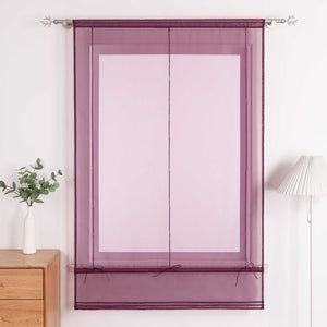 Roman Shade with Rod Pocket Sheer Airy Solid Color 1 Piece