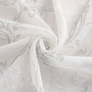 Curtain with Vine Pattern Grommet Curtain Panel 1 Piece - Gray, W x H 140 x 245cm