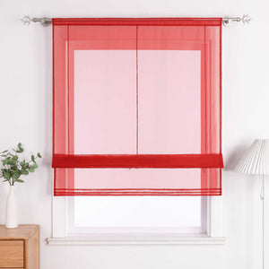 Roman Shade with Rod Pocket Sheer Airy Solid Color 1 Piece - White, W x H 140 x 155cm