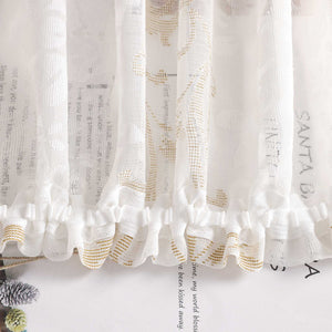 Curtain with Floral Pattern, Solid Color Lightweight Semi-Sheer