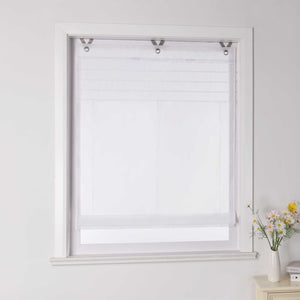 Roman Shade with V-Shaped Tabs Light-Filtering Solid Color Height-Adjustable 1 Piece - Green, W x H 60 x 140cm