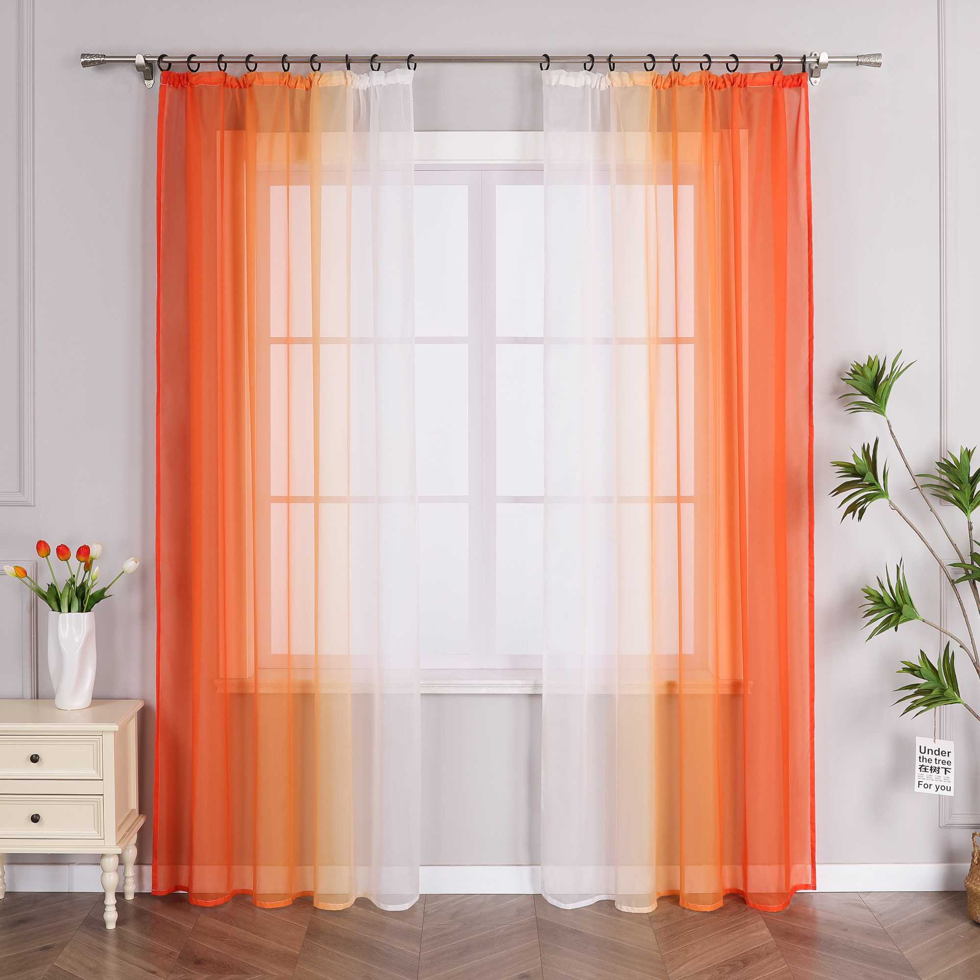 Sheer Curtains with Gradient Set of 2 - Blue, grommets