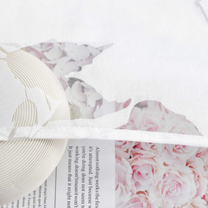 Cafe Curtain Semi-Sheer Leaf Pattern with Tab-Top Hanging - Gray, H x W 45 x 120cm
