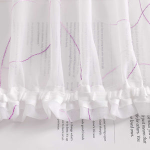 Voile Curtain with Curtain Tape with Circle Pattern Embroidered 1 Piece - Brown, W x H 140 x 225cm