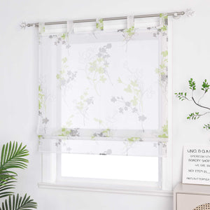 Roman Shade with Tab-Top Hanging Country Style Modern 1 Piece - Green, W x H 80 x 140cm