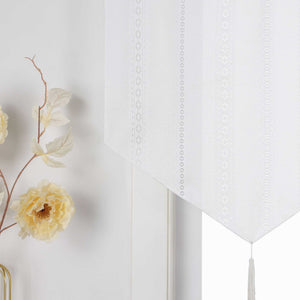 Sheer Triangular Curtain with Diamond Embossing and Tassel 1 Piece