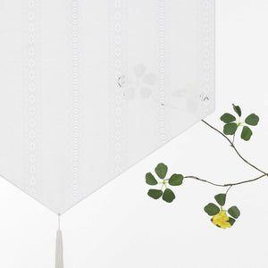 Sheer Triangular Curtain with Diamond Embossing and Tassel 1 Piece - White, W x H 60 x 120cm