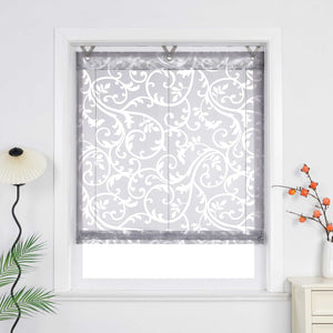 Roman Shade with V-Shaped Tabs Sheer Burnout Technique Floral Pattern 1 Piece