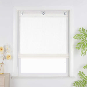 Roman Shade Linen-Look with U-Hooks, Solid Color 1 Piece - White, W x H 60 x 140cm