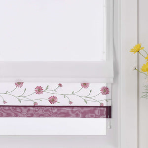 Roman Shade Voile with Tab-Top Hanging and Floral Pattern Embroidery 1 Piece