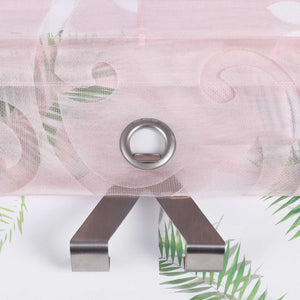 Roman Shade with V-Shaped Tabs Sheer Burnout Technique Floral Pattern 1 Piece - Pink, W x H 100 x 130cm