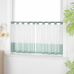Cafe Curtain in Patchwork Style with Clover Pattern, 2 Pieces, with Tab-Top Design