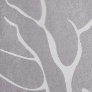 Grommet Cafe Curtain with Branch Pattern Short Curtain 1 Piece - Gray, H x W 30 x 90cm