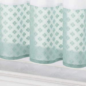 Cafe Curtain in Patchwork Style with Clover Pattern, 2 Pieces, with Rod-Pocket Design - Green, H x W 60 x 90cm