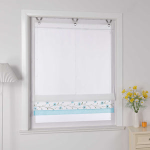 Roman Shade Voile with Tab-Top Hanging and Floral Pattern Embroidery 1 Piece - Gray, W x H 45 x 150cm