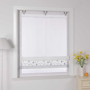 Roman Shade Voile with Tab-Top Hanging and Floral Pattern Embroidery 1 Piece - Sand, W x H 120 x 150cm