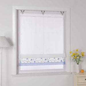 Roman Shade Voile with Tab-Top Hanging and Floral Pattern Embroidery 1 Piece - Violet, W x H 100 x 150cm
