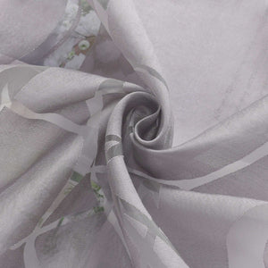 Grommet Cafe Curtain with Branch Pattern Short Curtain 1 Piece - Gray, H x W 30 x 120cm