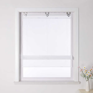 Roman Shade Semi-Sheer Solid Color with U-Hooks 1 Piece - White, W x H 45 x 130cm