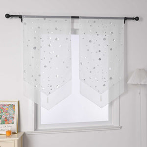 Cafe Curtain with Shimmering Circle Pattern with Rod Pocket 1 Piece