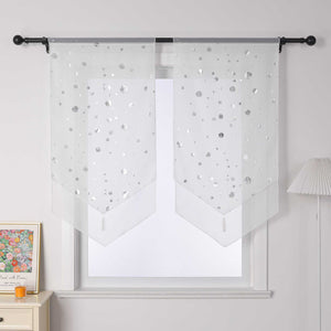 Cafe Curtain with Shimmering Circle Pattern with Rod Pocket 1 Piece