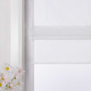 Roman Shade Semi-Sheer Solid Color with U-Hooks 1 Piece - White, W x H 60 x 130cm