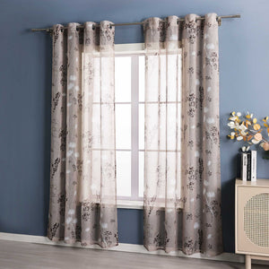 Sheer Grommets Curtains with Dandelion Pattern 1 Piece