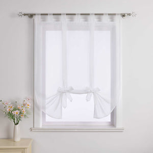 Roman Shade with Bow Design Sheer Height-Adjustable Window Decor 1 Piece - Red, W x H 60 x 140cm