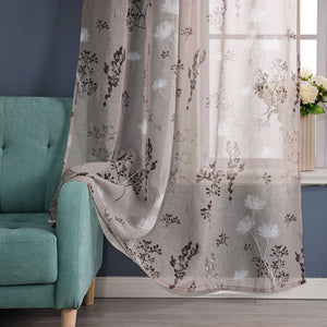 Curtain with Tab-Top Hanging and Botanical Patterns 1 Piece