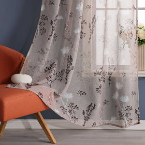 Curtain with Curtain Tape with Botanical Pattern 1 Piece