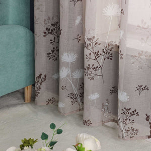Curtain with Curtain Tape with Botanical Pattern 1 Piece