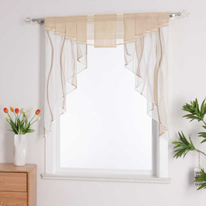 Cafe Curtain M-Shaped with Wave Pattern/ Window Valance for Kitchen