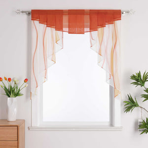 Cafe Curtain M-Shaped with Wave Pattern/ Window Valance for Kitchen - Gray, W x H 80 x 80cm
