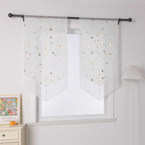Cafe Curtain with Shimmering Circle Pattern with Rod Pocket 1 Piece - Silver, W x H 60 x 90cm