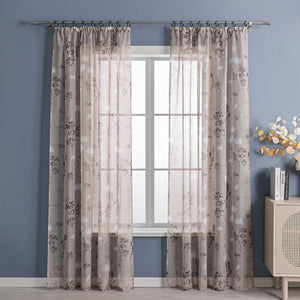 Curtain with Curtain Tape with Botanical Pattern 1 Piece