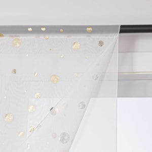 Cafe Curtain with Shimmering Circle Pattern with Rod Pocket 1 Piece - Gold, W x H 40 x 90cm