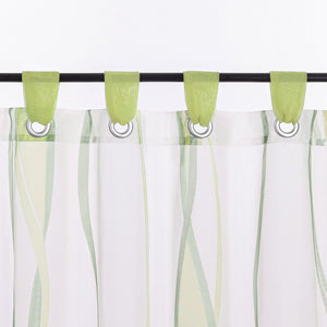 Cafe Curtain with Tab-Top Hanging and Stripe Pattern 1 Piece - Green, H x W 45 x 90cm