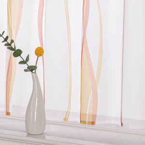 Cafe Curtain with Tab-Top Hanging and Stripe Pattern 1 Piece - Orange, H x W 60 x 90cm