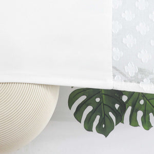Cafe Curtain in Patchwork Style with Clover Pattern, 2 Pieces, with Tab-Top Design - White, H x W 90 x 110cm