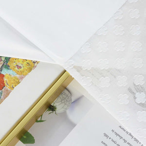 Cafe Curtain in Patchwork Style with Clover Pattern, 2 Pieces, with Rod-Pocket Design - White, H x W 90 x 90cm