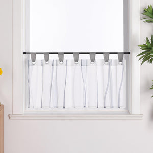 Cafe Curtain with Tab-Top Hanging and Stripe Pattern 1 Piece - Orange, H x W 60 x 120cm